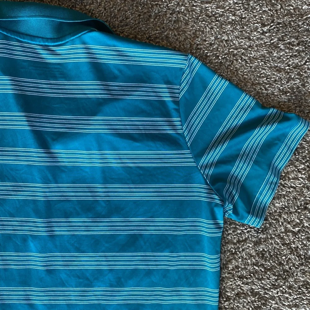 Nike Golf Tour Performance Dr-Fit Teal & White Stripe Polo Shirt, Women’s L